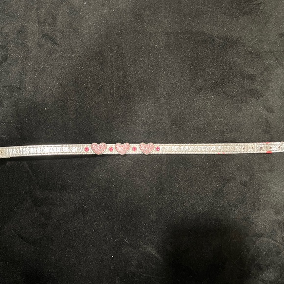 Silver with pink rhinestone hearts 14” dog collar, good condition. - Picture 3 of 8